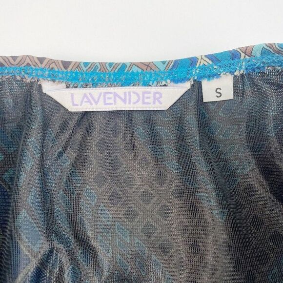 Vintage Y2k Lavender blue amd brown groovy geometric high waist skirt size small - Picture 6 of 9